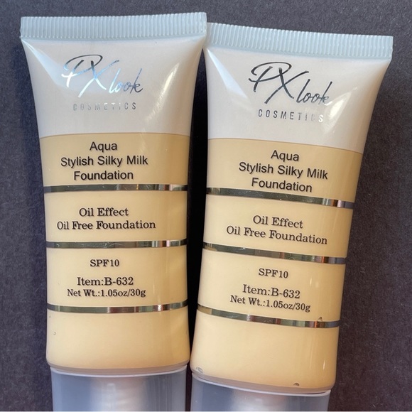 2 PX Look Cosmetics Aqua Stylish Silky Milk Foundation w/ SPF 10 #12 Nude Fair - Picture 3 of 4